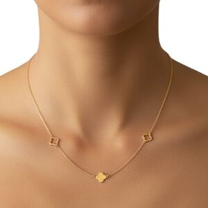 NWT Layers Gold Clover Adjustable Station Necklace
